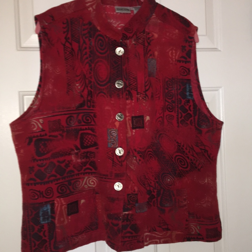 CHICOS patterned vest, heavy cotton
